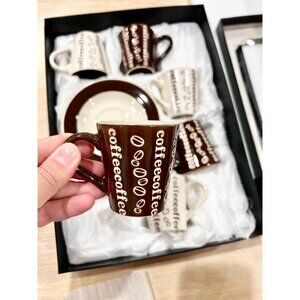Espresso Cups and Saucers Ceramic Home Essentials and Beyond Set of 6 NEW
